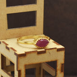 Marquise Pink Quartz Gold-Plated Ring in Sterling