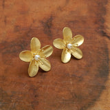 Handmade Natural Pearl Lotus Stud Earrings