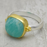 Handmade Dual Tone Amazonite Rings