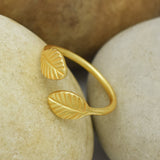 22k  Open Cuff Leaf Rings, Women Accessory, Wholesale jewelry