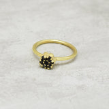 Brass 22k Gold Plated Black Onyx Floral Rings, Wholesale jewelry