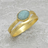 925 Sterling Silver Gold Plated Amazonite Gemstone Rings, Statement Rings, Wholesale jewelry