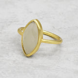 White Chalcedony ring, marquise shape ring, 925 silver ring, 22k gold plated ring, women accessory, gifts jewelry, gifts for her