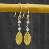 Chalcedony with Leaf Earrings 925 Silver 22k  Earrings