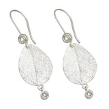 Silver Plated Leaf Shaped Dangle Earrings