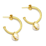 Metal Handmade With Filled Pearl Hoop Earrings