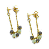 Gold Pated Grey Green Chalcedony Threader Earrings Women Accessory