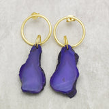 22k  Blue Druzy Dangle Earrings women accessory