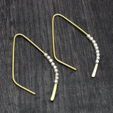 Hand-Cut Metal Beads Hoop Earrings