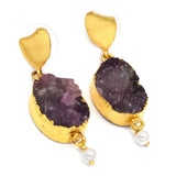 Earrings Druzy with pearl Earrings handmade Earrings