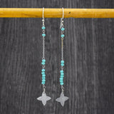 Oxidized Plated Aqua Chalcedony  Dangle Earrings