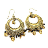 Gold Oxidized Plated Black Onyx Dangle Earrings