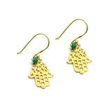 Hamsa Charm Turquoise Earrings