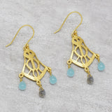 Aqua Chalcedony and Labradorite Dangle Earrings