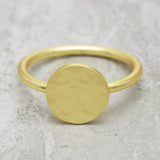 Brass 22k Gold Plated Hammered Round shape Statement Rings, Wholesale Jewelry